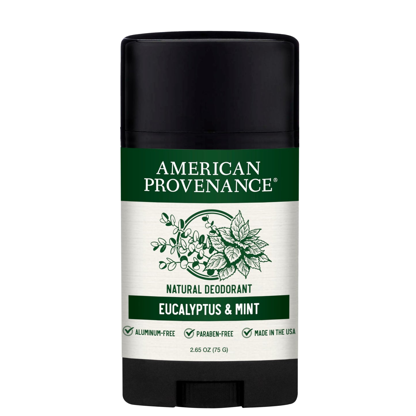 American Provenance Aluminum Free Natural Deodorant For Women and Men - Eucalytus and Mint - 24 Hour Odor Protection Cruelty Free - Made in the USA (1 pack)