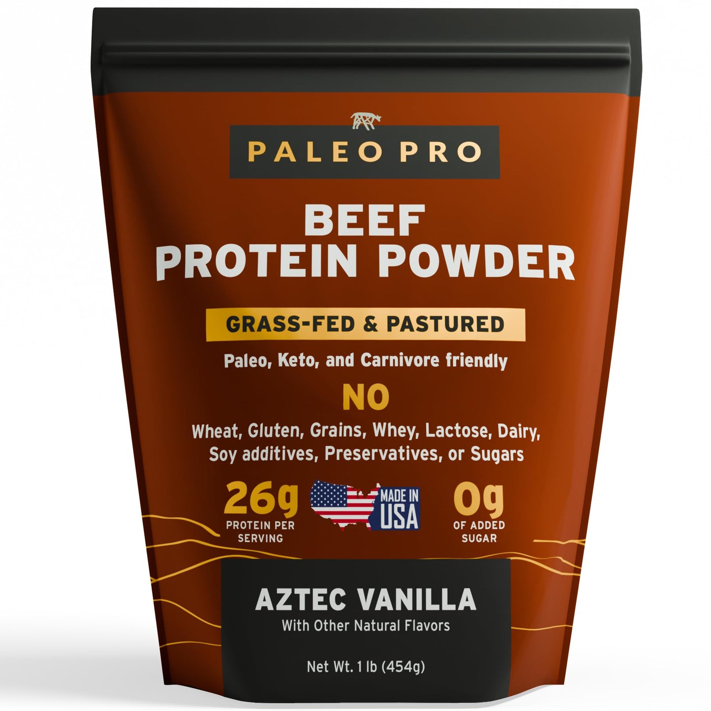 Paleo Pro 26G Beef Protein Powder - Grass Fed Protein Powder Isolate - Pure Animal Based Pastured & Cage-Free | Dairy & Gluten Free, Natural & Clean Proteins for Paleo & Keto - 15 Days Supply Vanilla