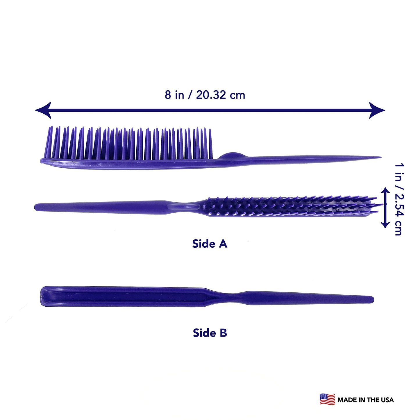Allegro Combs 60 Parting Three Row Combs Salon Hairstylist Hairdresser Detangle Combs For Natural Hair And Wigs For Curly Hair Made In The Usa 2 Pcs. (Purple)