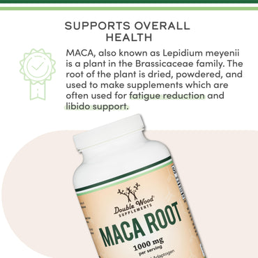 Maca Root Capsules for Women and Men, 300 Count (1,000mg of Black, Red, Yellow Maca Powder per Serving) Grown in Peru (for Energy, Performance, Motivation) by Double Wood