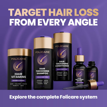 FOLICARE Hair Skin and Nails Vitamins for Women & Men, w/Biotin to Support Healthy Hair, Biotin Supplement Pills w/Collagen + Keratin + Probiotics - Made in USA