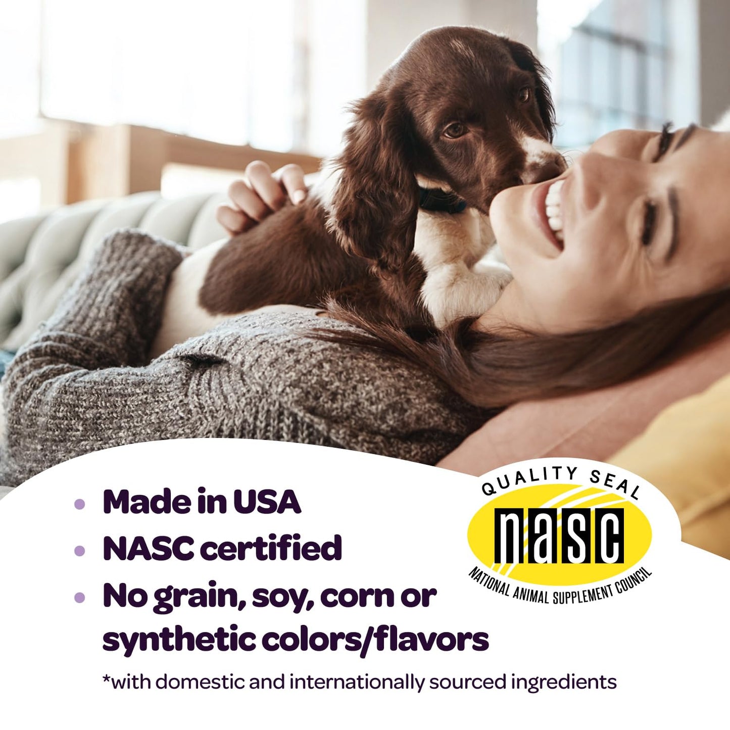 Calming Chews for Dogs | Herbal Dog Calming Chews for Anxiety from Normal and Occasional Stressors Including Separation Storms Grooming & Travel | NASC Certified & Made in The USA | 60 Count