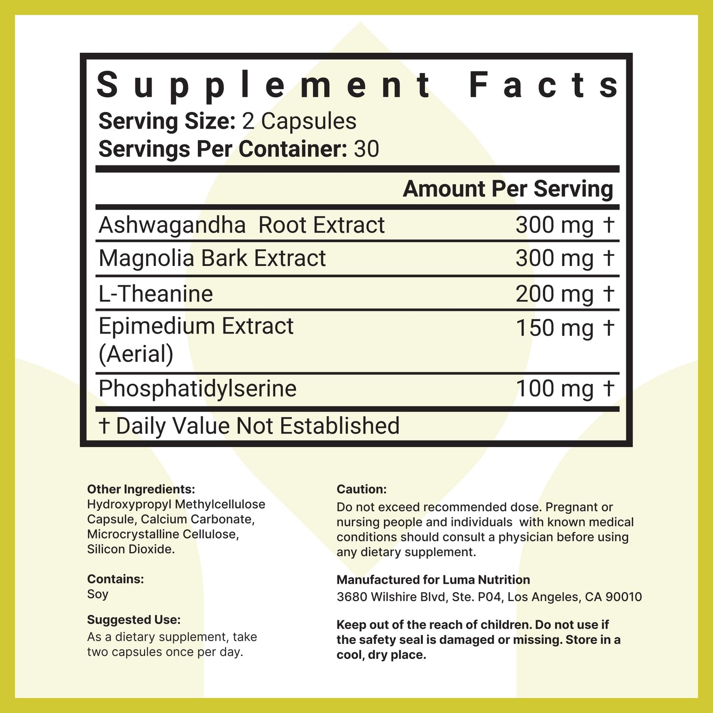 Luma Nutrition Cortisol Reducer and Manager - Ashwagandha + L-Theanine - Cortisol Supplements for Women and Men - Stress Relief, Restful Sleep, Detox, Lower and Control - 60 Capsules