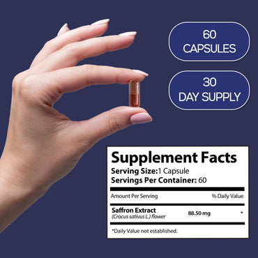 HARMONIFY Saffron Supplements 88.5mg – Mood, Eye & Appetite Support – 60 Capsules | Natural Saffron Supplement from Crocus Sativus L. | Non-GMO, Vegan-Friendly