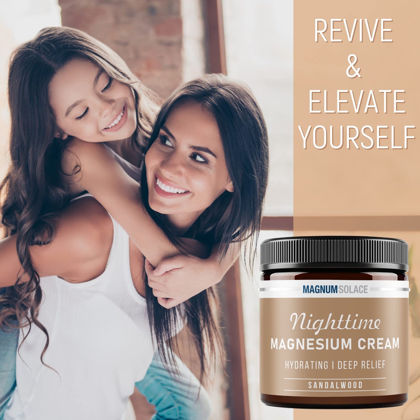 Magnesium Lotion – Nighttime Magnesium Cream – Apply to Leg Muscles, Arms or Chest - Topical Magnesium Chloride – USA Made and Safe for Kids (Sandalwood) 4 Fl Oz (Pack of 1)