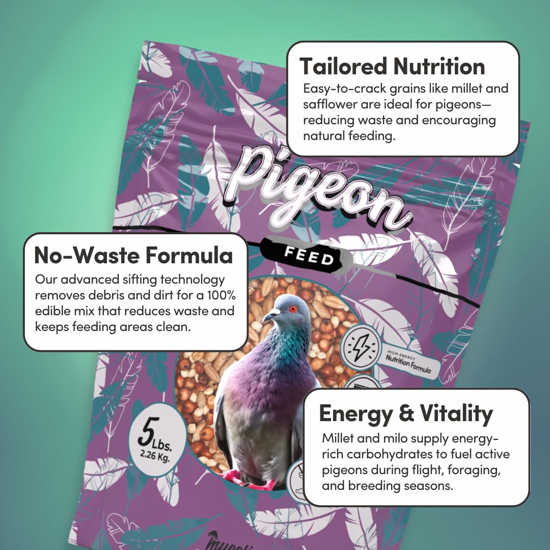 Mycelium Organic Pigeon Feed (5 LB Bag) | Complete Wild Bird Food for Energy & Daily Nutrition | Natural Seed Blend for Ground Feeders | Non-GMO, No Fillers or Additives, Made in USA