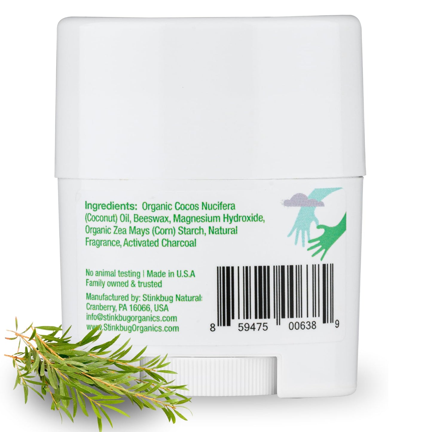 Stinkbug Naturals Organic Aluminum Free Travel Size Deodorant Stick with Tea Tree, Coconut Oil, Paraben Free, Sensitive Skin Deodorant, 0.75 Ounce Pack of 3