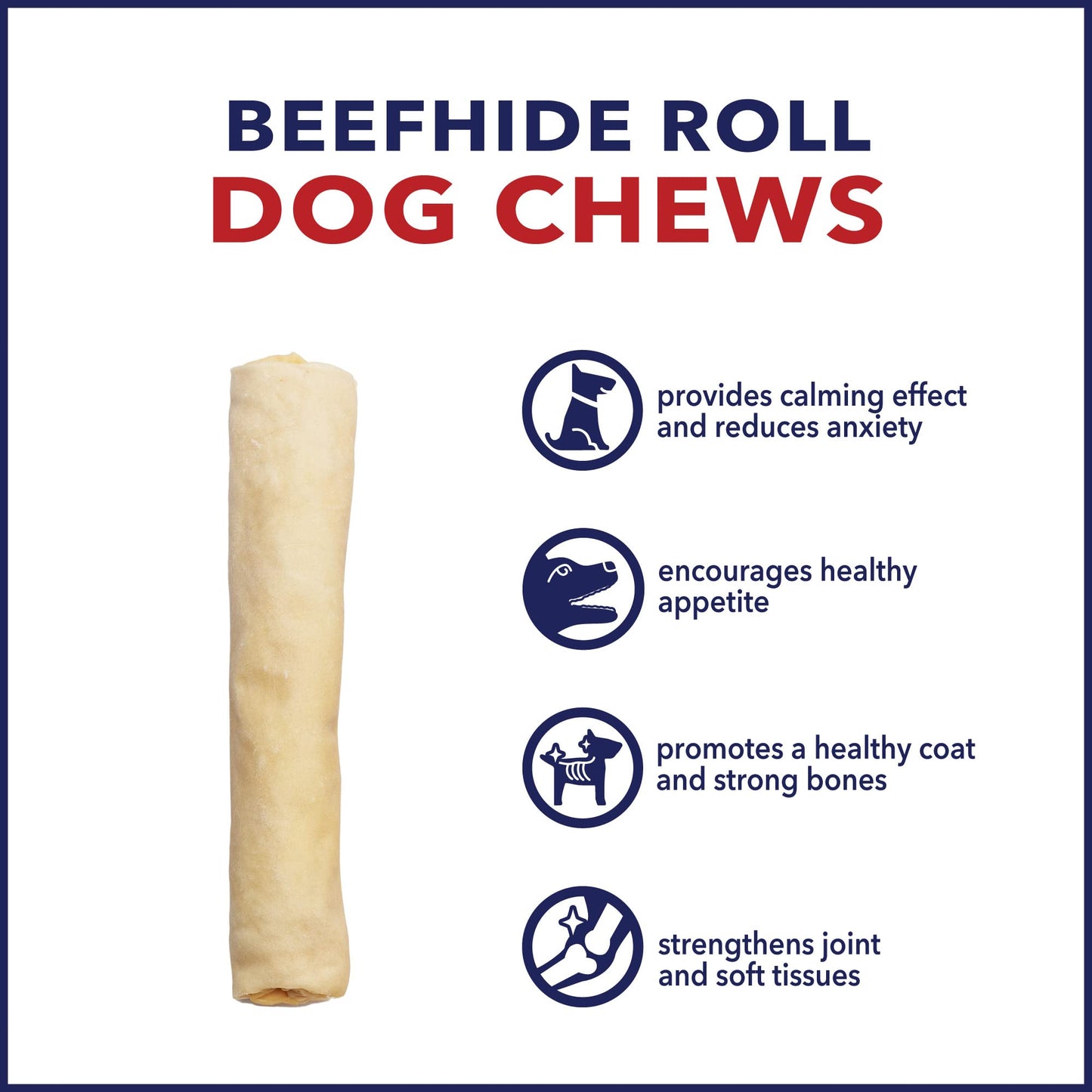 Pet Factory 100% Made in USA Beefhide 8" Rolls Dog Chew Treats - Natural Flavor, 15 Count/1 Pack