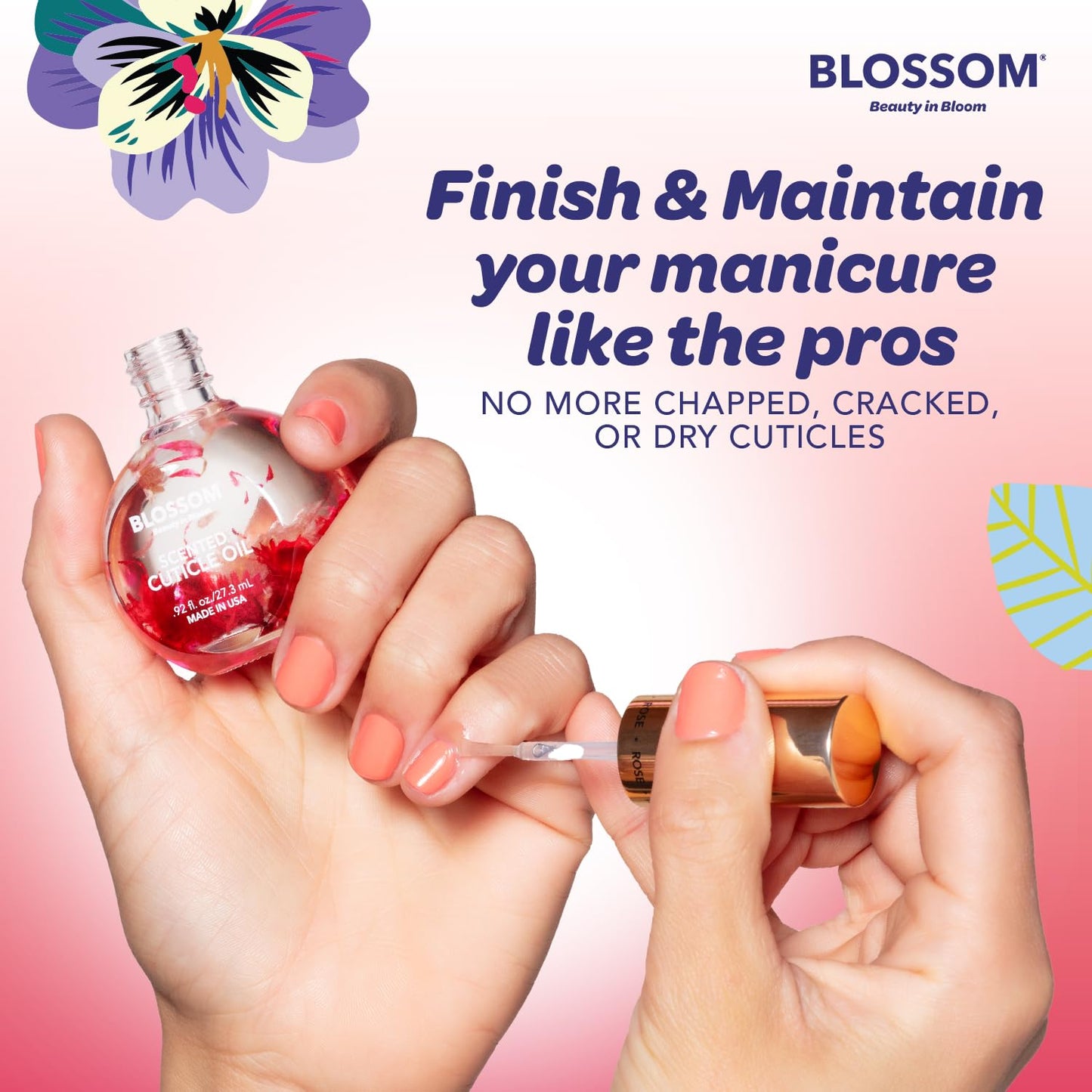 Blossom Cuticle Oil for Nails, Hydrating, Moisturizing, Scented Nail Oil Cuticle Care, Infused with Real Flowers, Made in USA, 0.5 fl. oz, Amazon Exclusive, Raspberry