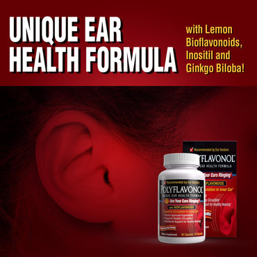 Polyflavonol with Bioflavonoids, Tinnitus Relief, Unique Ear Health Formula, Ringing Ears Support, Supports Circulation in Inner Ear, Promotes Hearing Health, 90 Capsule, 30 Servings