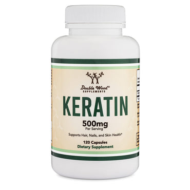 Keratin Hair Growth Vitamin (500mg per Serving, 120 Pills) Keratin Hair Treatment for Men and Women (Vital Protein for Hair, Skin, and Nails) Vitaminas para El Cabello, Vegan Safe by Double Wood