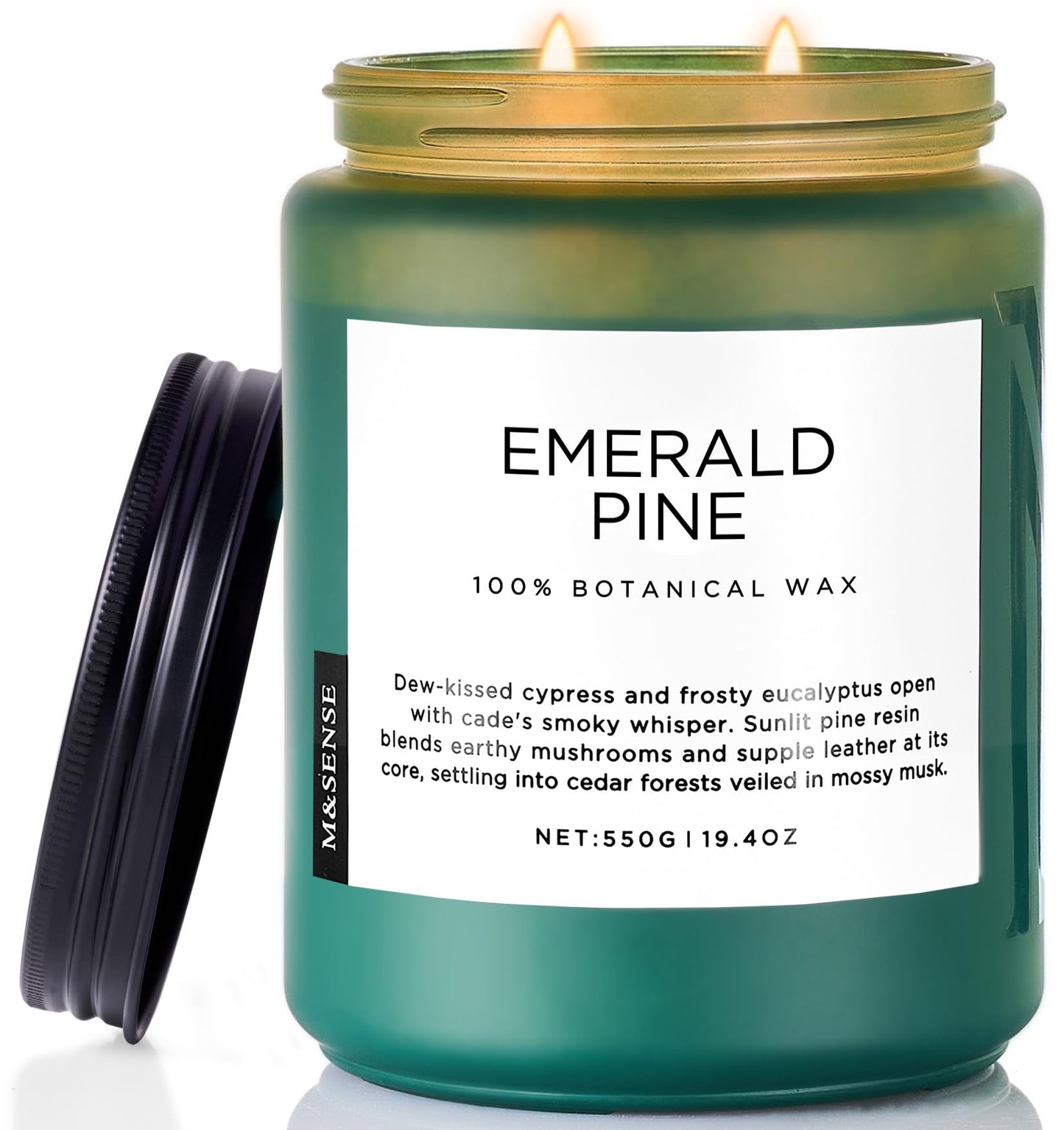 M&SENSE Pine Scented Candles Natural Soy Wax Clean Non Toxic 19.4oz 110 Hours Large Long Lasting Christmas Winter Scented 2 Wicks Candle Gift for Holiday & Family Friends Teachers