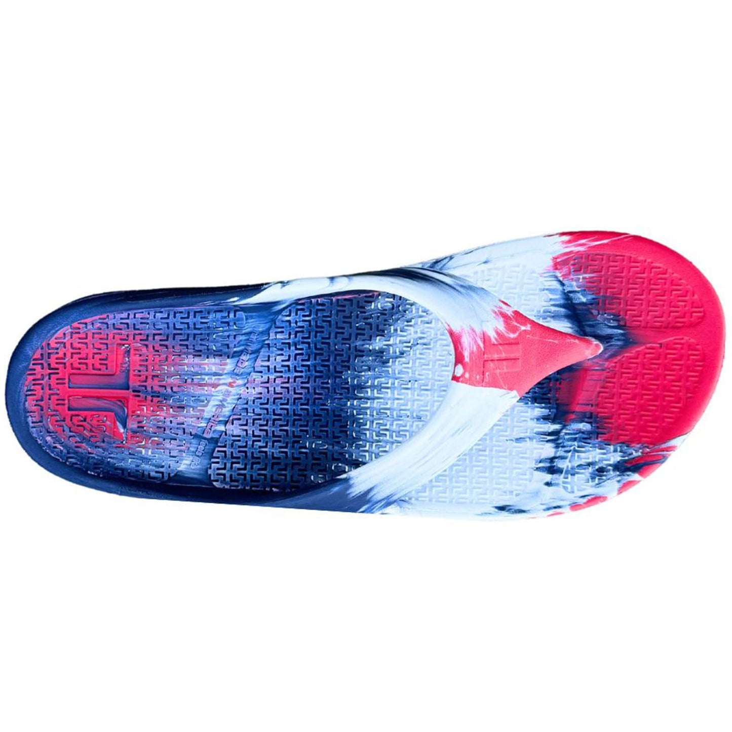 TELIC Unisex Energy Made in USA Pillow-Soft, Supportive, Lightweight, Waterproof Arch Support Flip Flops for Beach & Pool, Flop Red/White/Blue