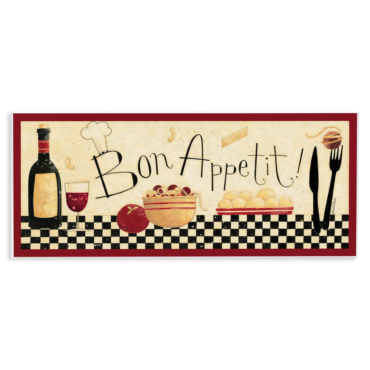 Stupell Home Décor Bon Appetit Kitchen Wall Plaque, 7 x 0.5 x 17, Proudly Made in USA