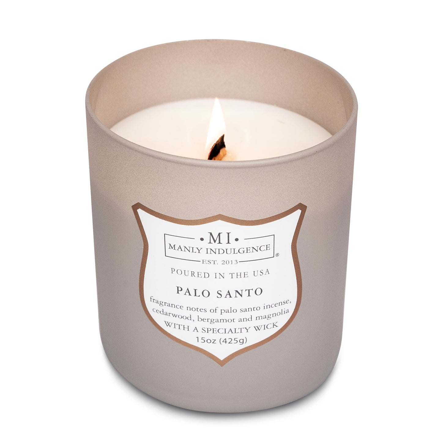Manly Indulgence Palo Santo Scented Candles for Men, 15 oz Wooden Wick, Fathers Day Candle, 60H Burn, Candles for Home Scented - Made in The USA