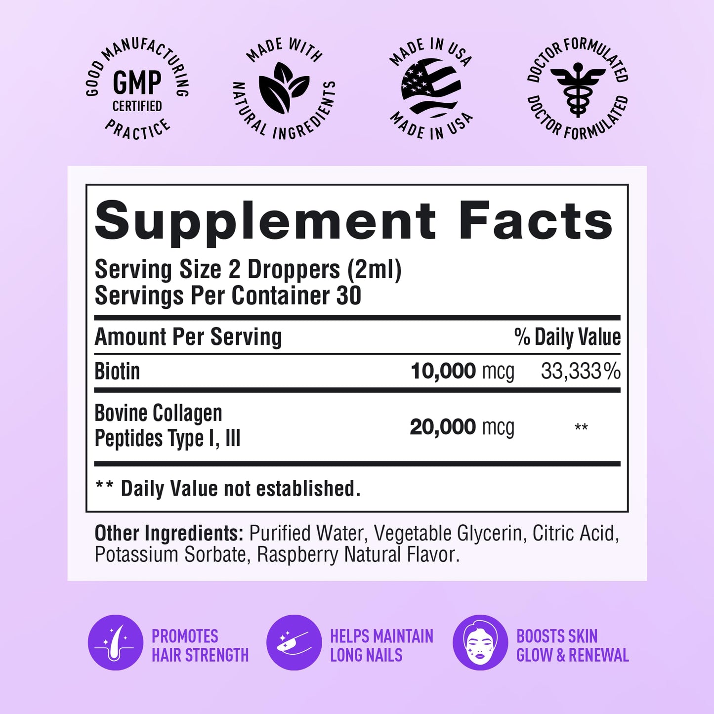 SimplyVital Liquid Biotin & Collagen - Hair, Skin & Nails Vitamins with Biotin 10000mcg & Collagen Peptides - Made in USA - Liquid Collagen for Healthy Skin & Hair Growth Support - 2 fl oz