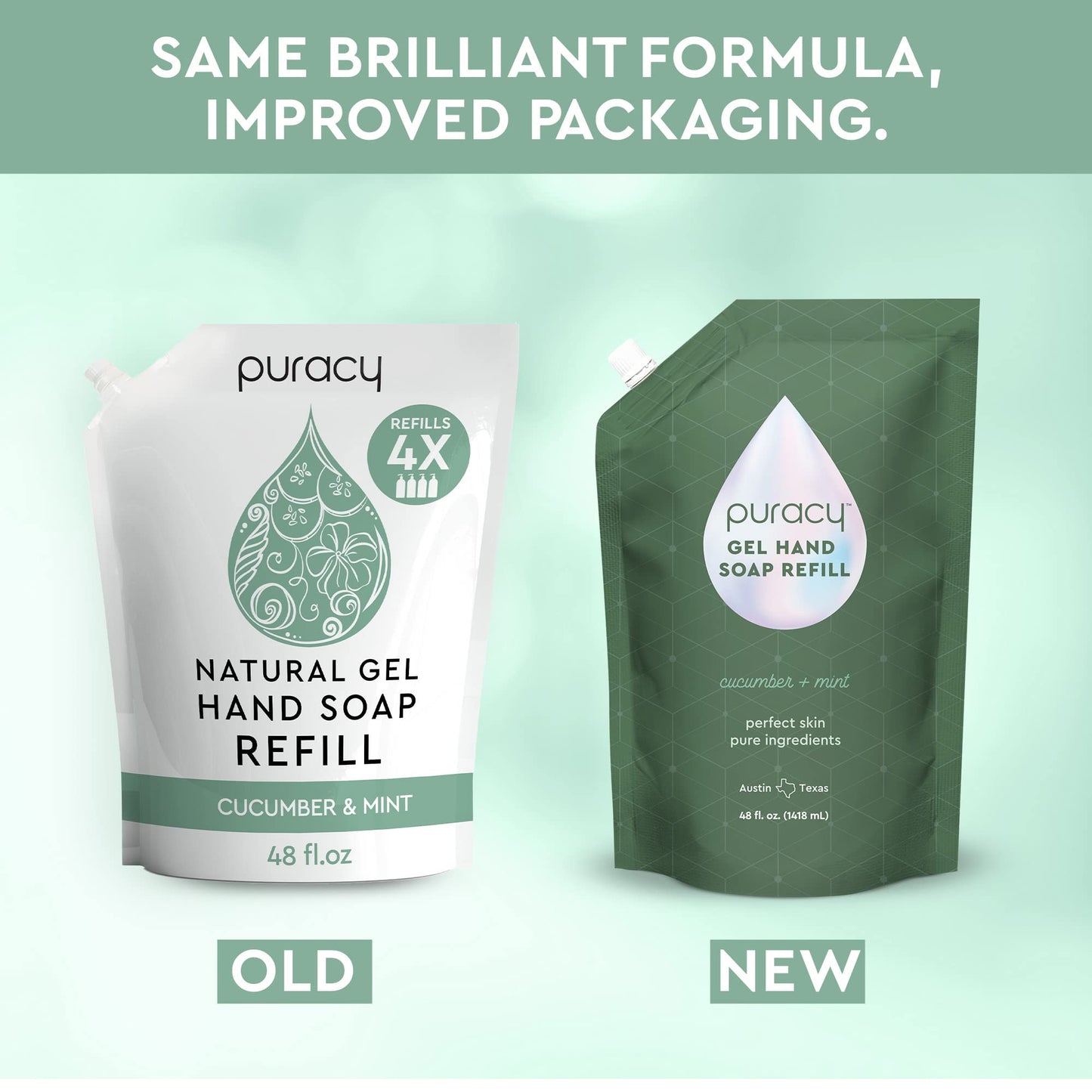 Puracy Organic Hand Soap, Professional Hand Washers We've All Become, Moisturizing Natural Gel Hand Wash Soap, Liquid Hand Soap Refills for Soft Skin (Refill Cucumber & Mint, 48 Ounce)