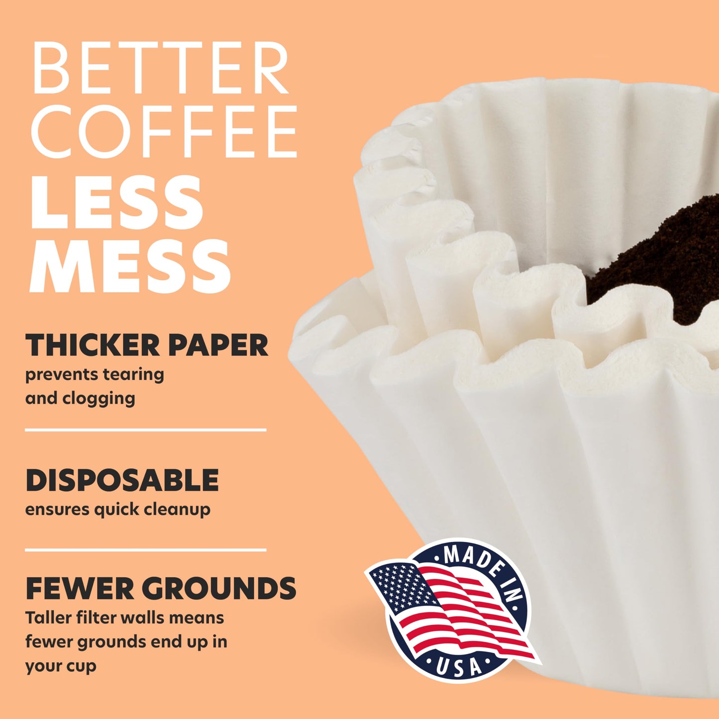 Tupkee Extra Large Coffee Filters - (13 Inch x 5 Inch) Premium, Big, Tall for Bunn 1.5 to 3 Gallon Commercial Coffee & Tea Machines - (500 Count) - Chlorine Free White Commercial Coffee Filters