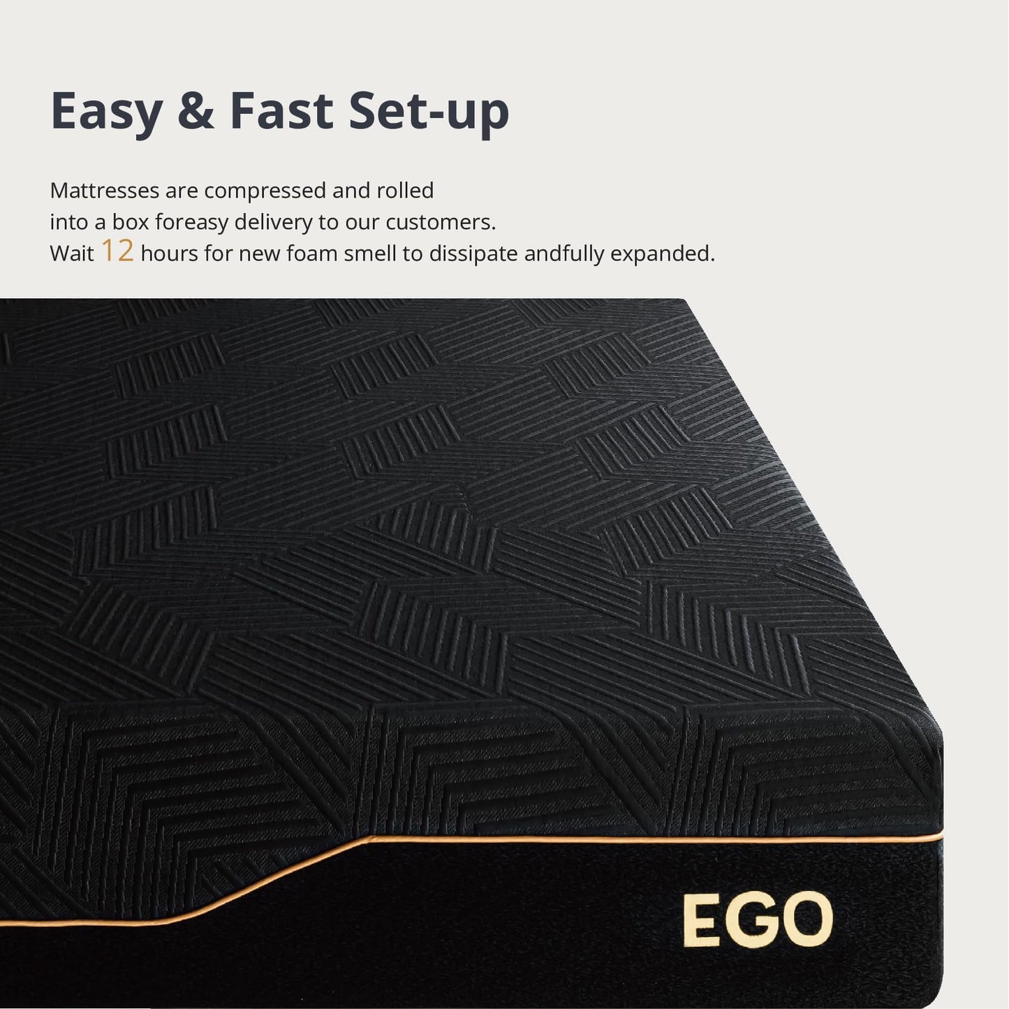 EGOHOME Memory Foam Mattress for Back Pain, Cooling Gel Mattress Bed in a Box, Made in USA, CertiPUR-US Certified, Therapeutic Medium Mattress