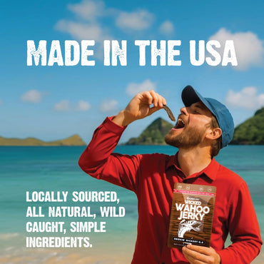 Wahoo Ono Fish Jerky Variety Sampler- Smokin' Hickory O.G, Island Citrus & Spicy Chili - Organic, Gourmet Smoked Fish Strips, Rich in Omega-3 & Protein, Low-Calorie, Low Sodium & Sugar- 3/0.5 oz Variety Pack