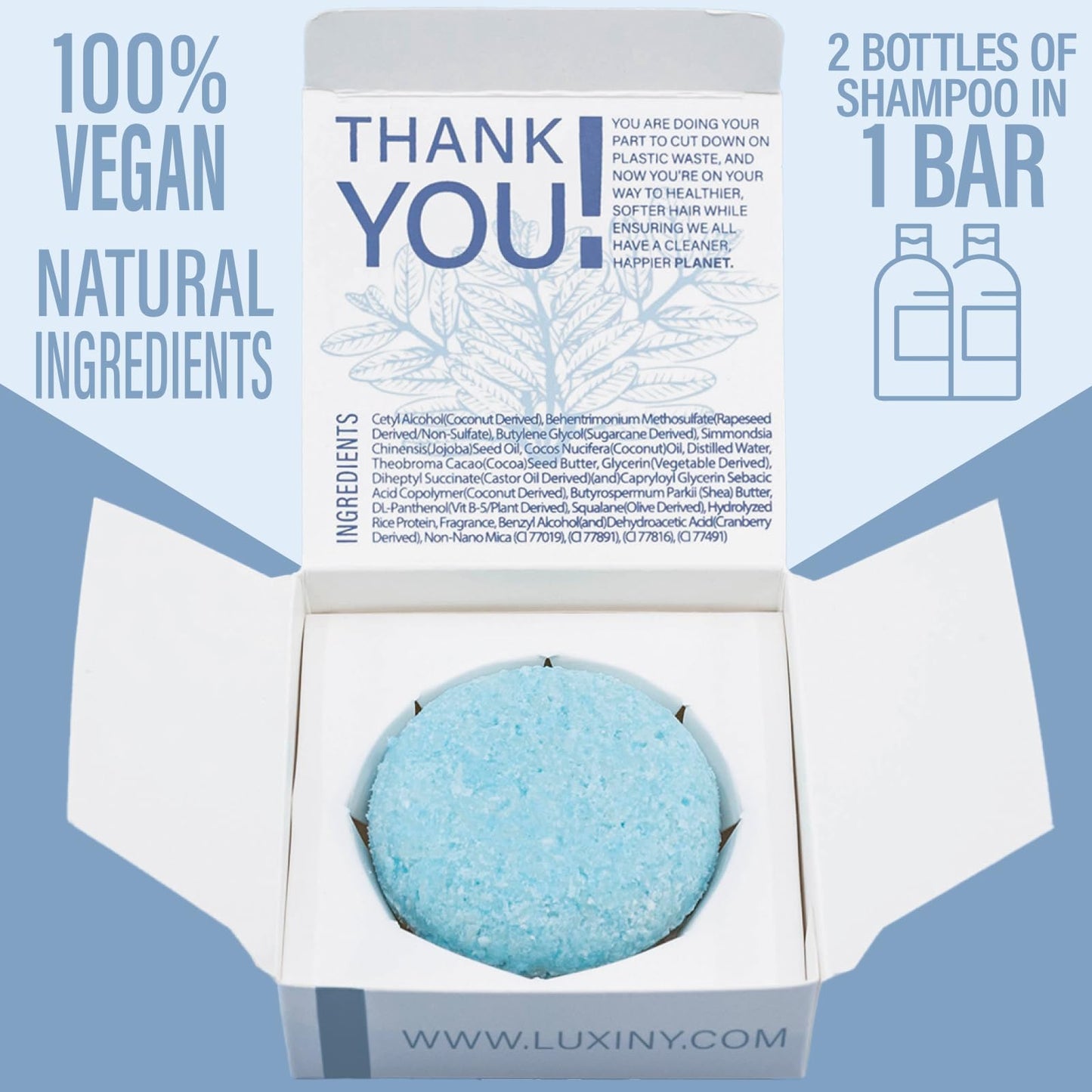 Luxiny Travel Shampoo and Conditioner Bar - Plant-Based, Multipurpose, TSA Compliant, Eco-Friendly, Sulfate & Paraben-Free, Suitable for All Hair Types & Color-Treated Hair, 200 grams, Bay Rum Scent