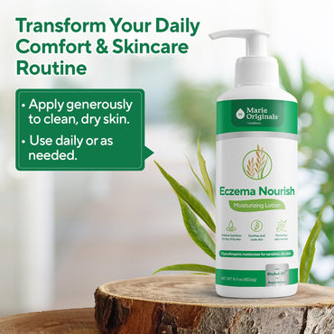Marie Originals Eczema Nourish Moisturizing Lotion for Dry, Itchy, Sensitive Skin Relief– Hypoallergenic Formula with Colloidal Oatmeal & Natural Botanicals | Eczema Cream for Kids & Adults | 16 Fl Oz