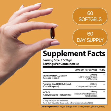 HARMONIFY Pumpkin Seed Oil with Saw Palmetto Softgels, 2-in-1 Formula Herbal Supplement, Non-GMO & Gluten-Free, 60 Days Supply