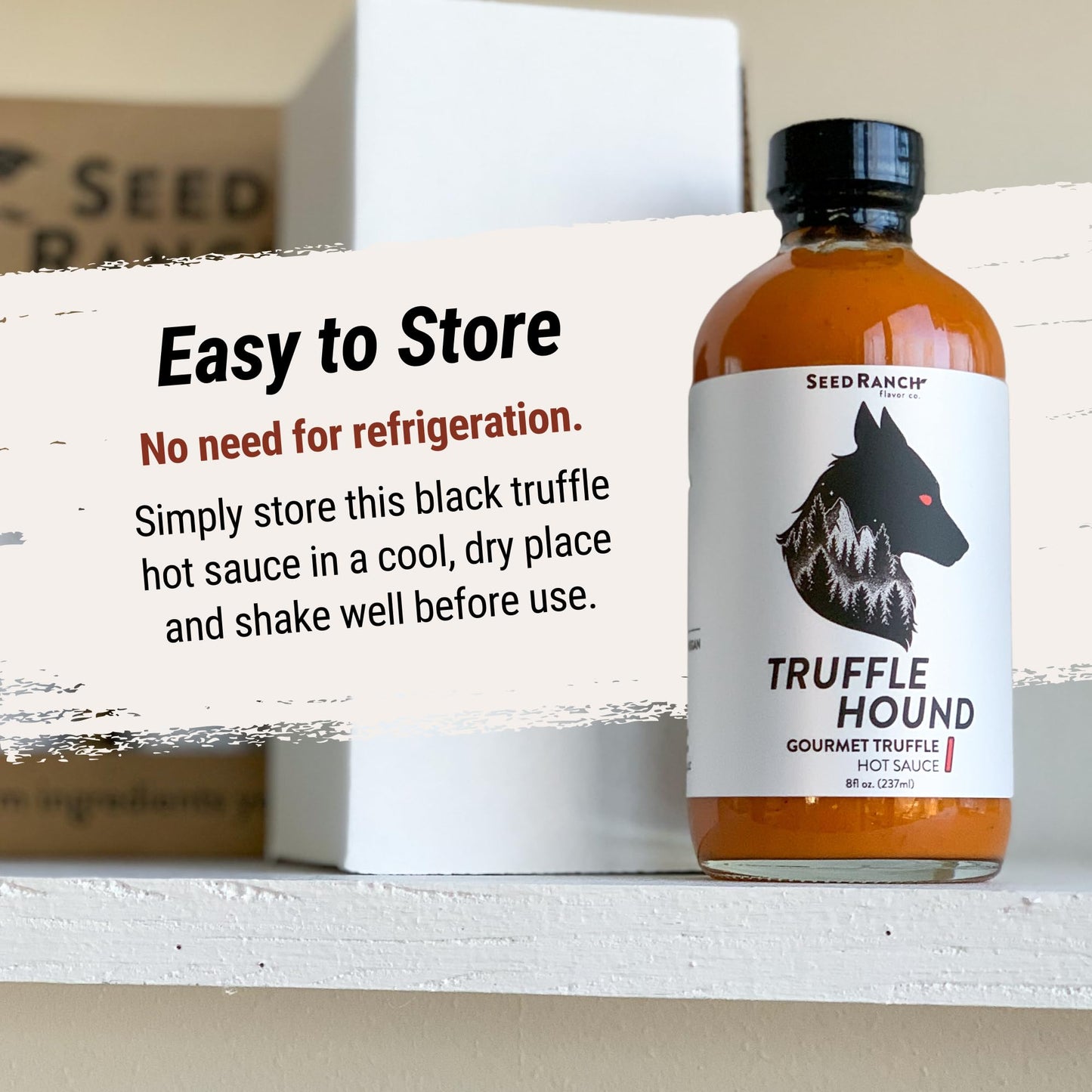 Seed Ranch Gourmet Truffle Hound Hot Sauce - Medium Heat - Spicy & Savory Truffle Hot Sauce with Chile de Arbol, Ghost Pepper & Garlic - Vegan, Non-GMO - Pasta, Pizza & Sriracha Lovers