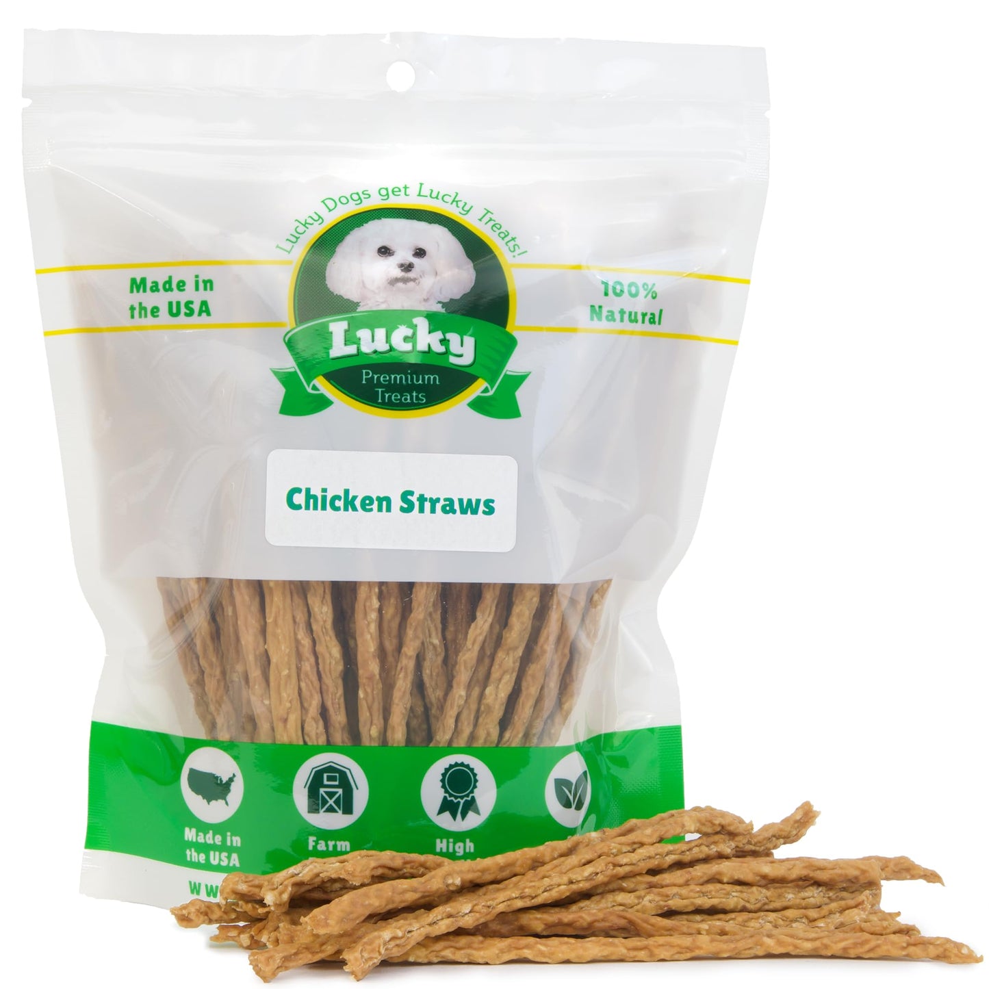 Chicken Jerky Straws Dog Treats – Made and Sourced in The USA – Natural Single Ingredient Dehydrated Crunchy Treats for All Breeds – 28oz Bag