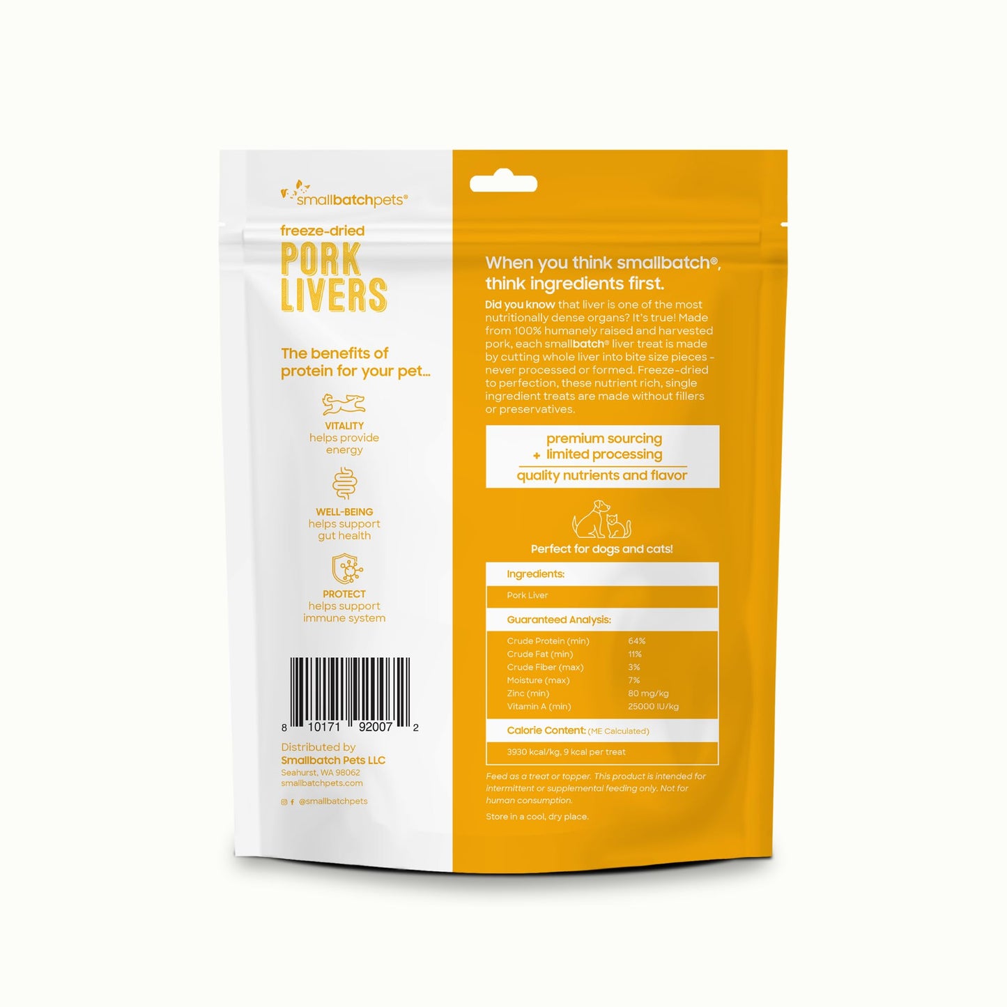 smallbatch Freeze Dried Dog Treats, Pork Liver Treats for Dogs & Cats, High Protein, Single Ingredient Dog Treat for Training or Food Topper, Natural, Humanely Sourced Meat, Made in The USA, 3 oz