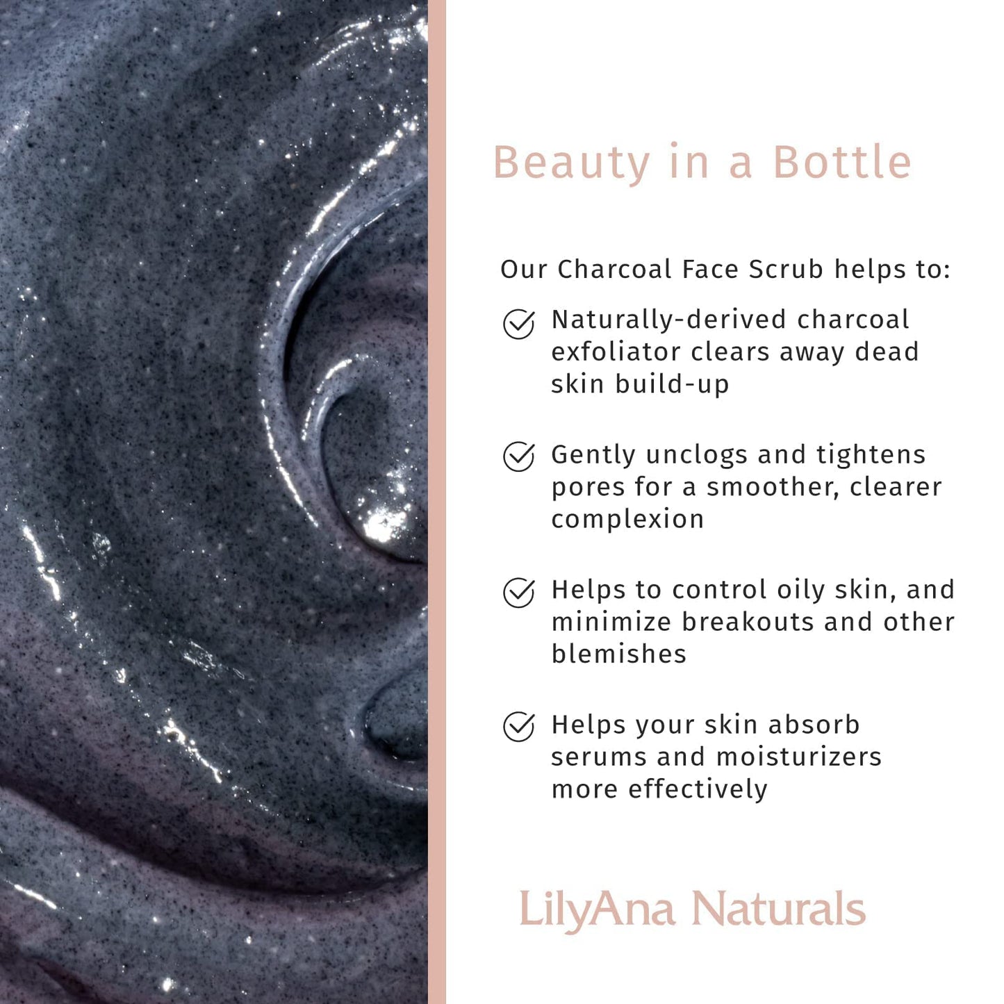 LilyAna Naturals Eye Cream 1.7 Oz and Charcoal Face Scrub 3 Oz Bundle - Anti-Aging Facial Exfoliator and Anti Aging Eye Cream for Dark Circles and Puffiness, Under Eye Cream, for Women and Men