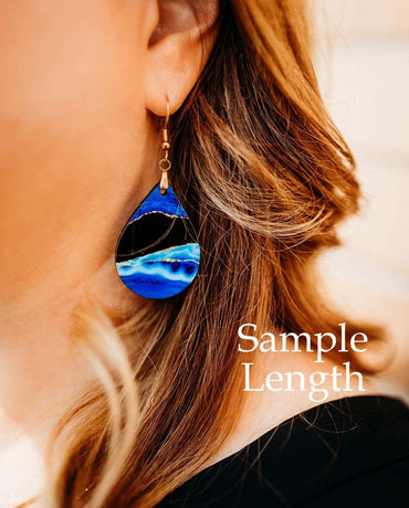 Fall Earrings for Women Autumn Lightweight Teardrop Dangle Fun Colorful Statement Jewelry Handmade by the Painted Pug (Fall Scene) (Teal Pumpkin Milkyway)