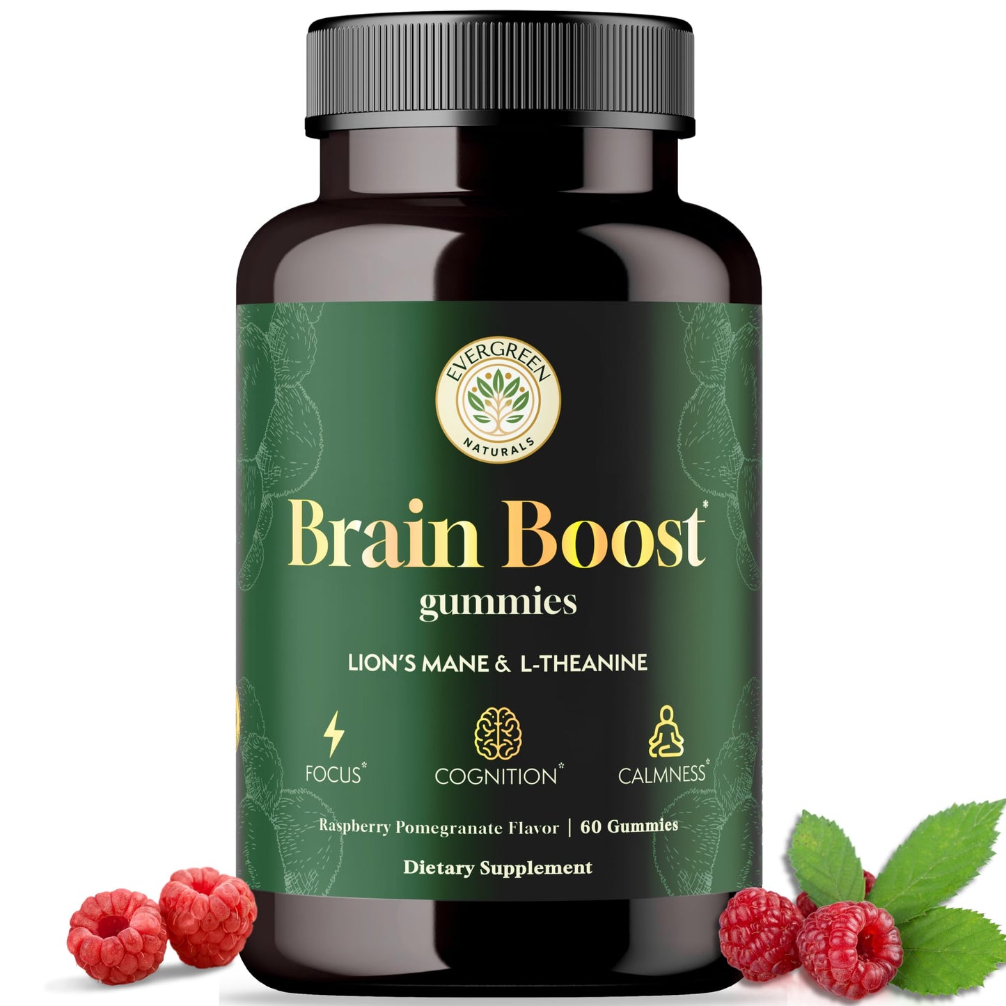 Lion’s Mane Mushroom Gummies 10:1 Extract & L-Theanine 200mg Nootropic Brain Gummies – 30 Day Supply – Memory & Focus Support – Calm Energy – Vegan, Caffeine Free