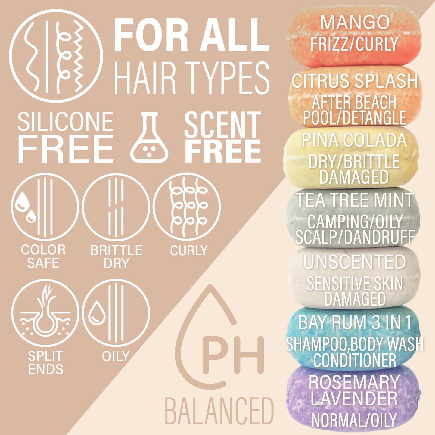 Luxiny Unscented Shampoo Bar for all hair types is Vegan, Sulfate Free and Made in USA. Get up to 60 Washes at Home or use as a Travel Shampoo. Great for strenghtening shampoo for sensitive skin.