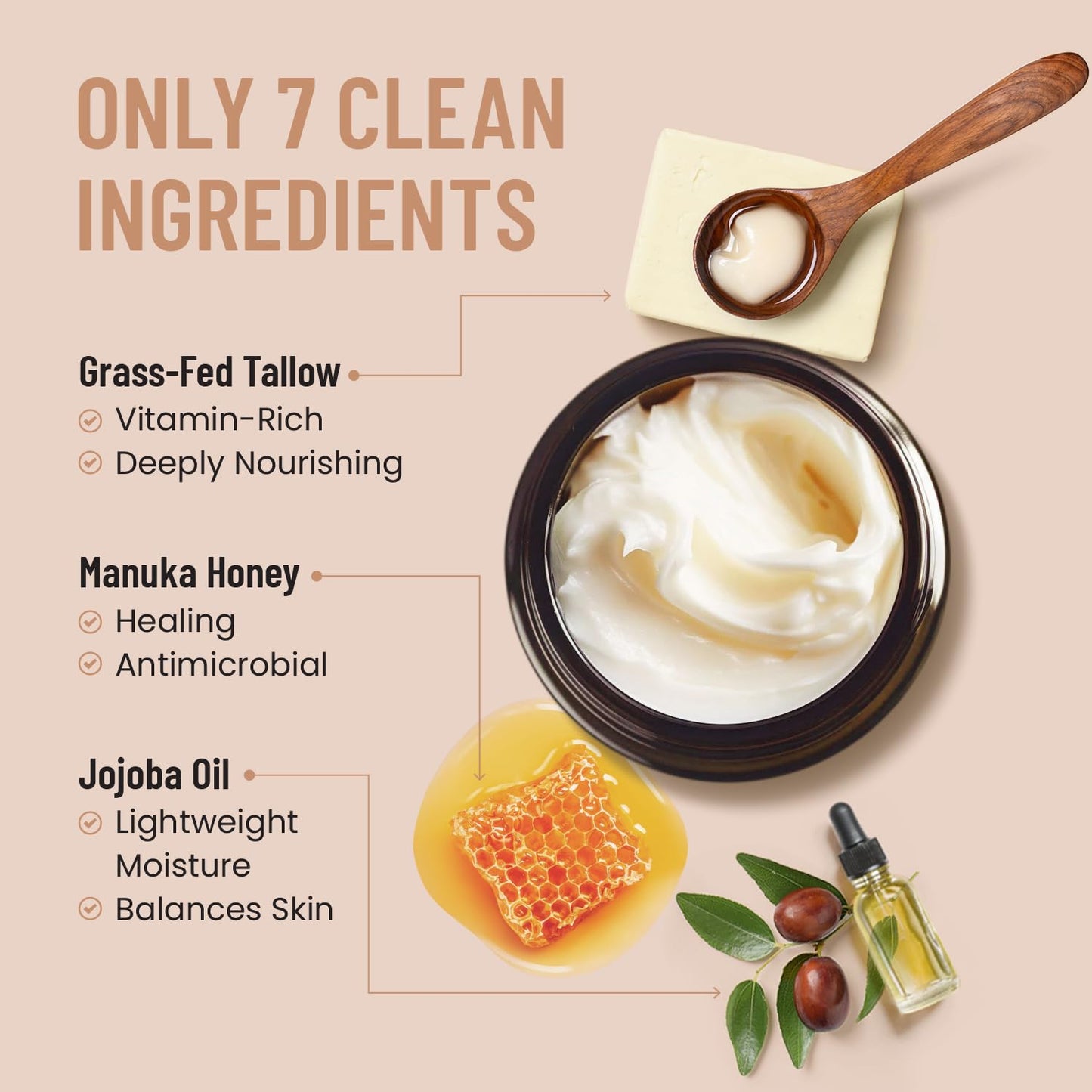 Body Restore Grass Fed Whipped Beef Tallow for Skin, Face, Body, Dry Skin - with Manuka Honey, Jojoba Oil, Birthday Gifts for Women, Men, Travel Essentials, Self Care - Unscented