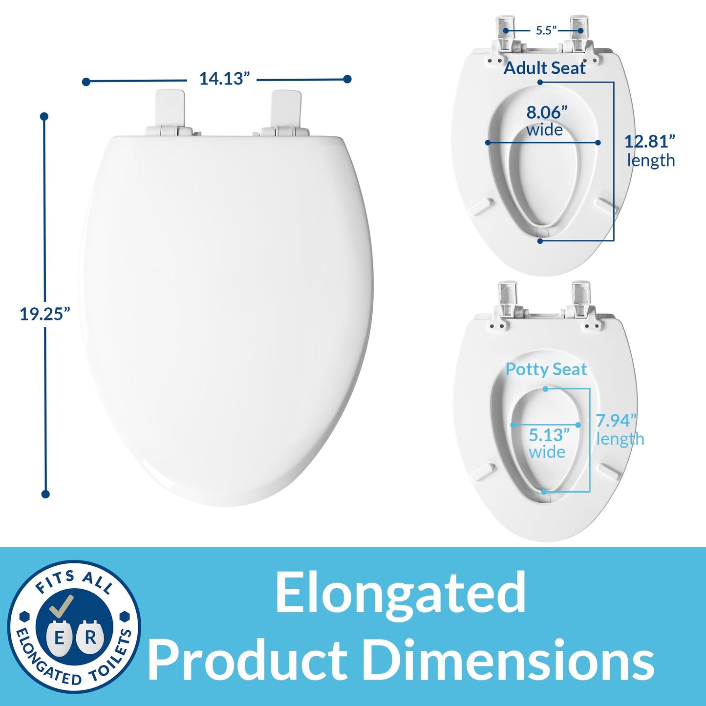 Mayfair NextStep2 Toilet Seat with Toddler Potty Training Seat Built-In, Slow Close, Easy Clean, Magnetic Removable Kids Seat, Made in USA