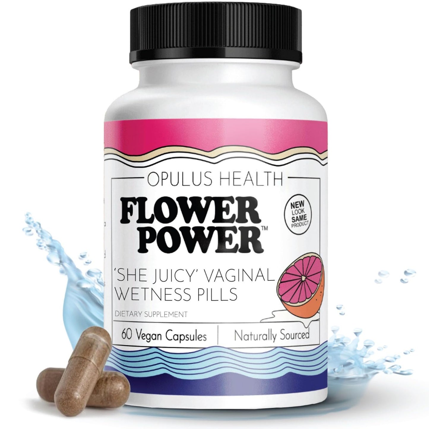 Flower Power She Juicy Vaginal Moisturizer | Feminine Care for Women - 60 ct - End Vaginal Dryness with Slippery Elm Bark | Feminine Care for Vaginal Health - Made in USA