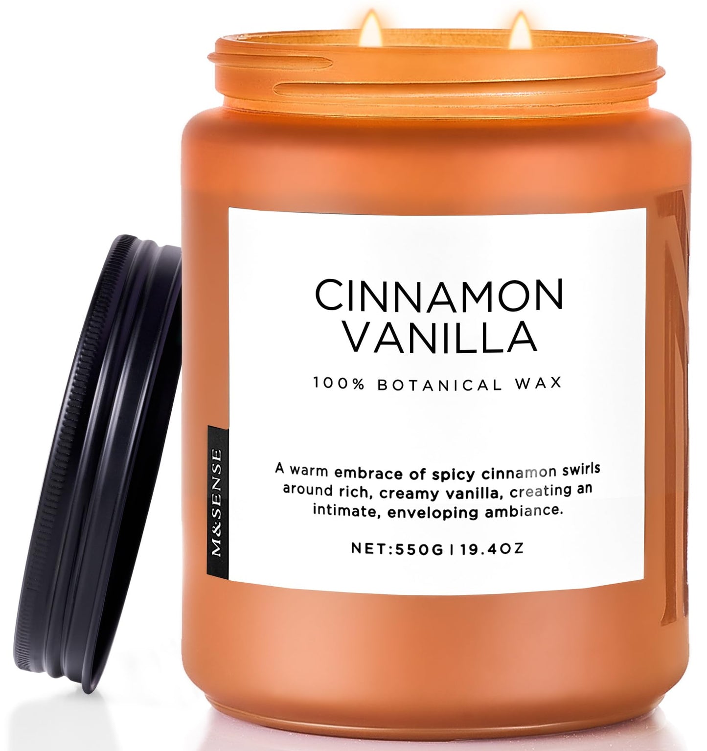 M&SENSE Cinnamon Vanilla Fall Scented Candles for Home, Natural Soy Wax 19.4oz 110 Hours Large Long Lasting Strong Scented Classic Christmas Holiday 2 Wicks Candle Gift Home Decor