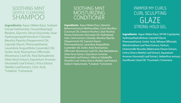 INAHSI Sample Pack | Gentle Cleansing Shampoo | Soothing Mint Conditioner | Curl Sculpting Glaze Strong Hold Gel | Hair Products for Naturally Curly Hair | Made in the USA