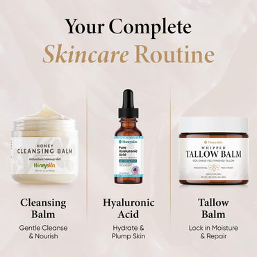 Honeyskin Whipped Tallow and Honey Balm – 100% Grass-Fed All Natural Mountain Beef Tallow for Skin Face Moisturizer – Nourishing, Hydrating Balm for Dry, Sensitive Skin – Gentle Soothing Care, 2oz