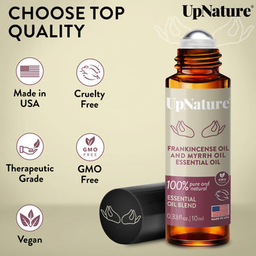 UpNature Frankincense and Myrrh Oil Roll On - 100% Natural Essential Oil Roller for Skin