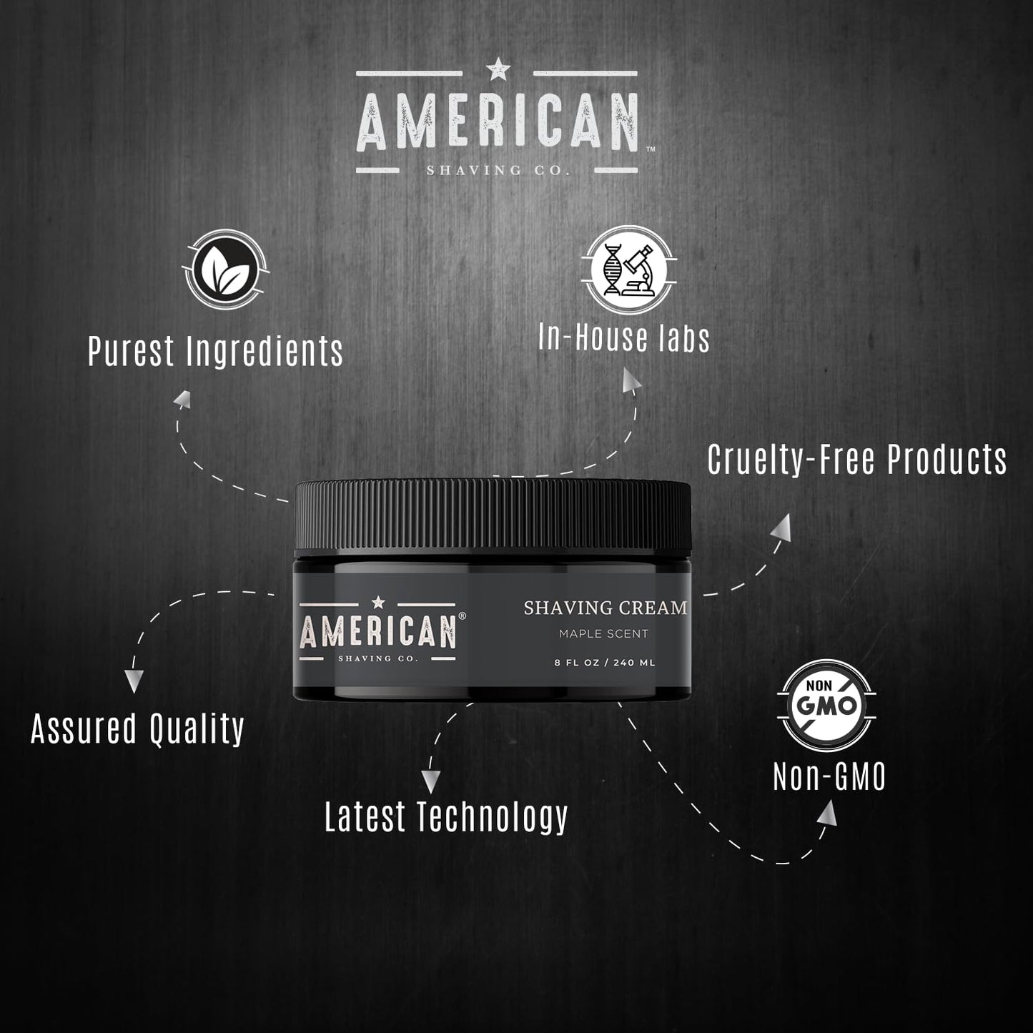 American Shaving Co. Maple Shaving Cream For Men 8 Oz, Made in USA, Easy Application, Quality Potent Ingredients, Non-GMO, GMP Certified, Cruelty-Free Products