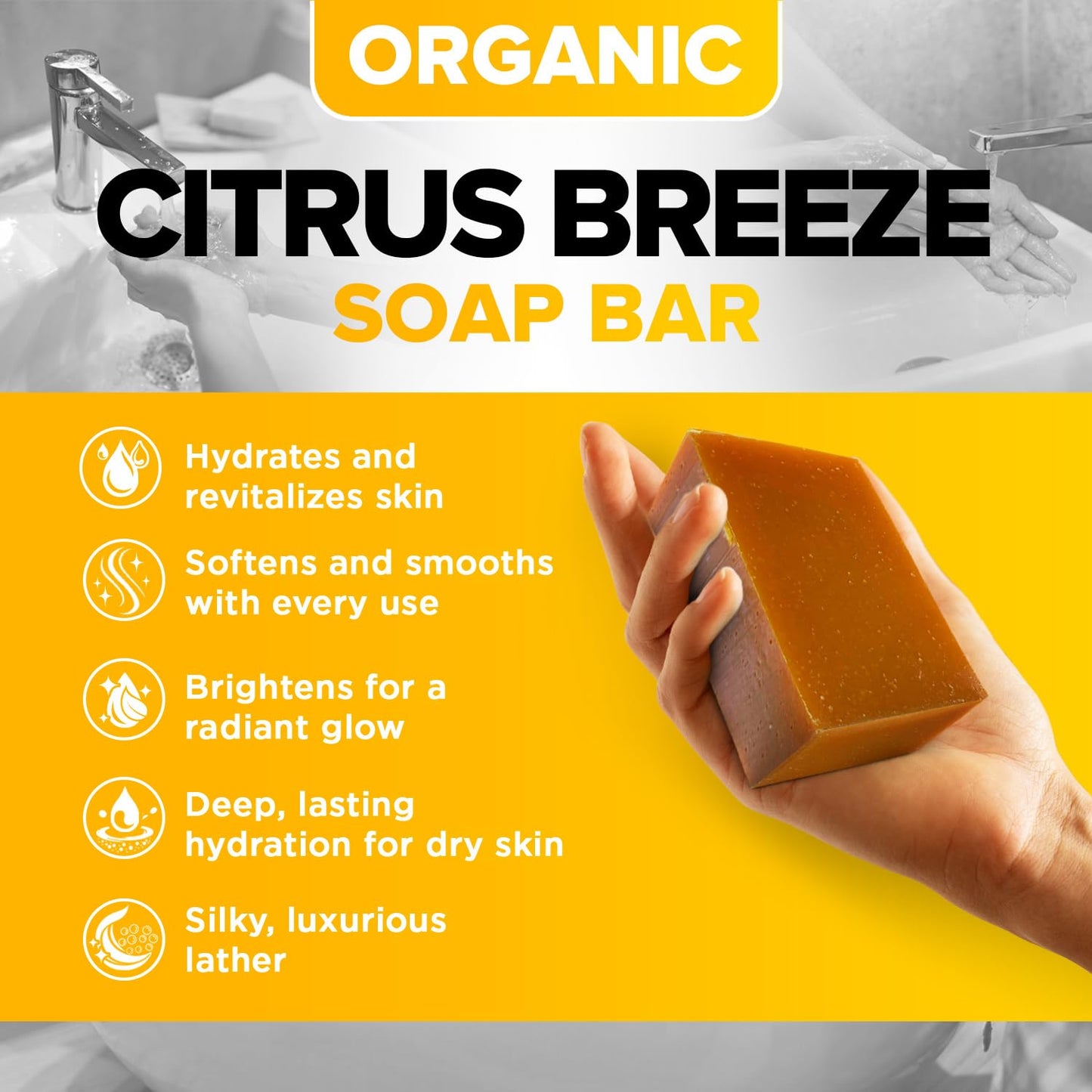 iHeart Citrus Lemon Soap Bar (2 Packs) with Lemon, Orange, and Shea Butter for a Rich Creamy Lather - Face & Body Wash - Envelops your Skin in a Burst of Refreshing Aroma
