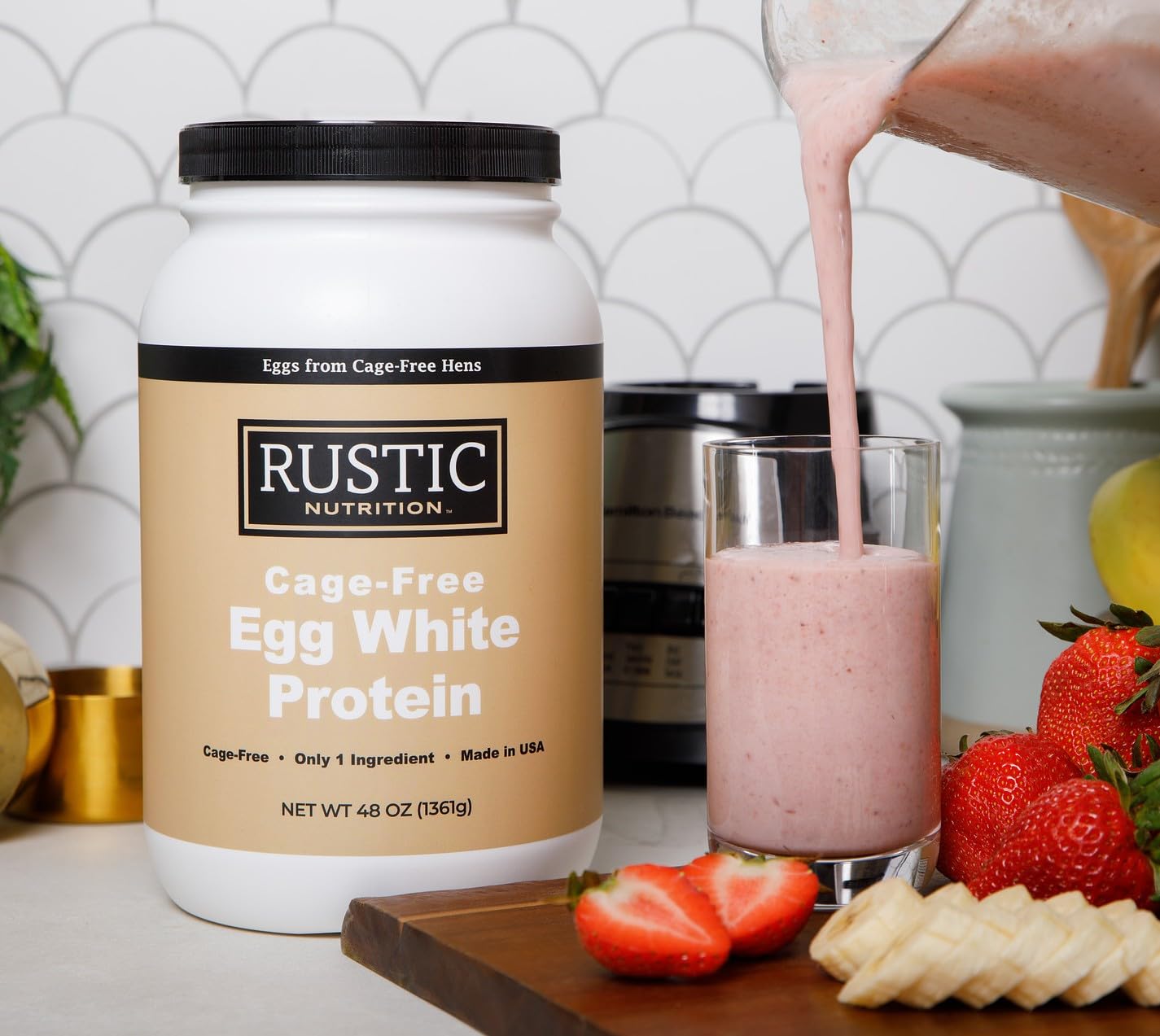 Rustic Nutrition, Cage-Free Egg White Protein Powder, Made in USA from Humanely-Raised Cage-Free Eggs, Only 1 Ingredient, Dried Egg Whites (Unflavored, 48 Oz)