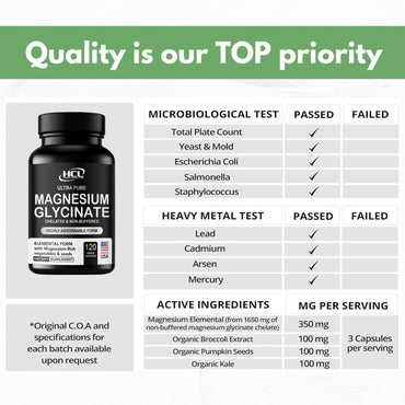 Pure Magnesium Glycinate Capsules - Non-Buffered 350mg Elemental Magnesium Supplement - Chelated High Absorption & Purity Magnesium Complex - Made in USA