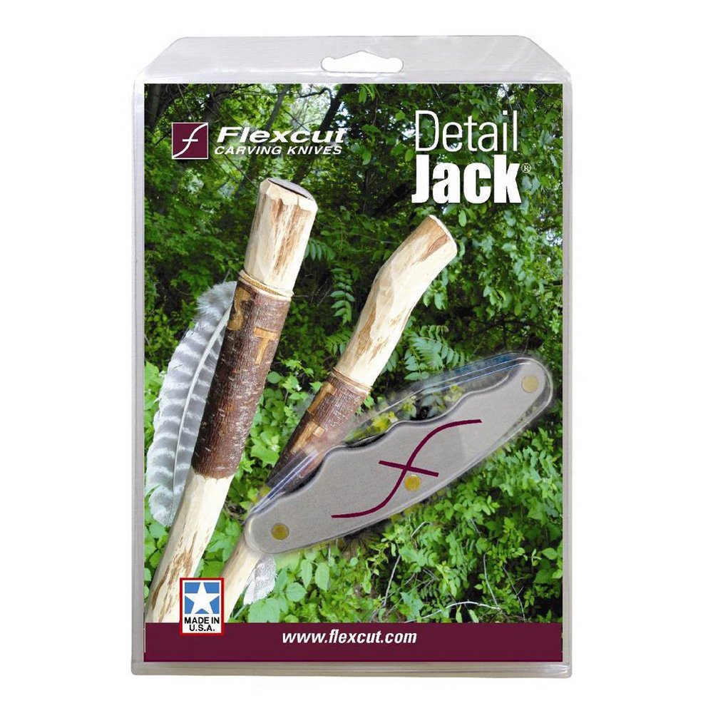 FLEXCUT Detail Jack | Ergonomic Wood Carving Knife with Aluminum Pistol Grip Style Handle Minimizes Hand Fatigue | Detail Knife Handles Rough and Delicate Cuts | Made in the USA | JKN90