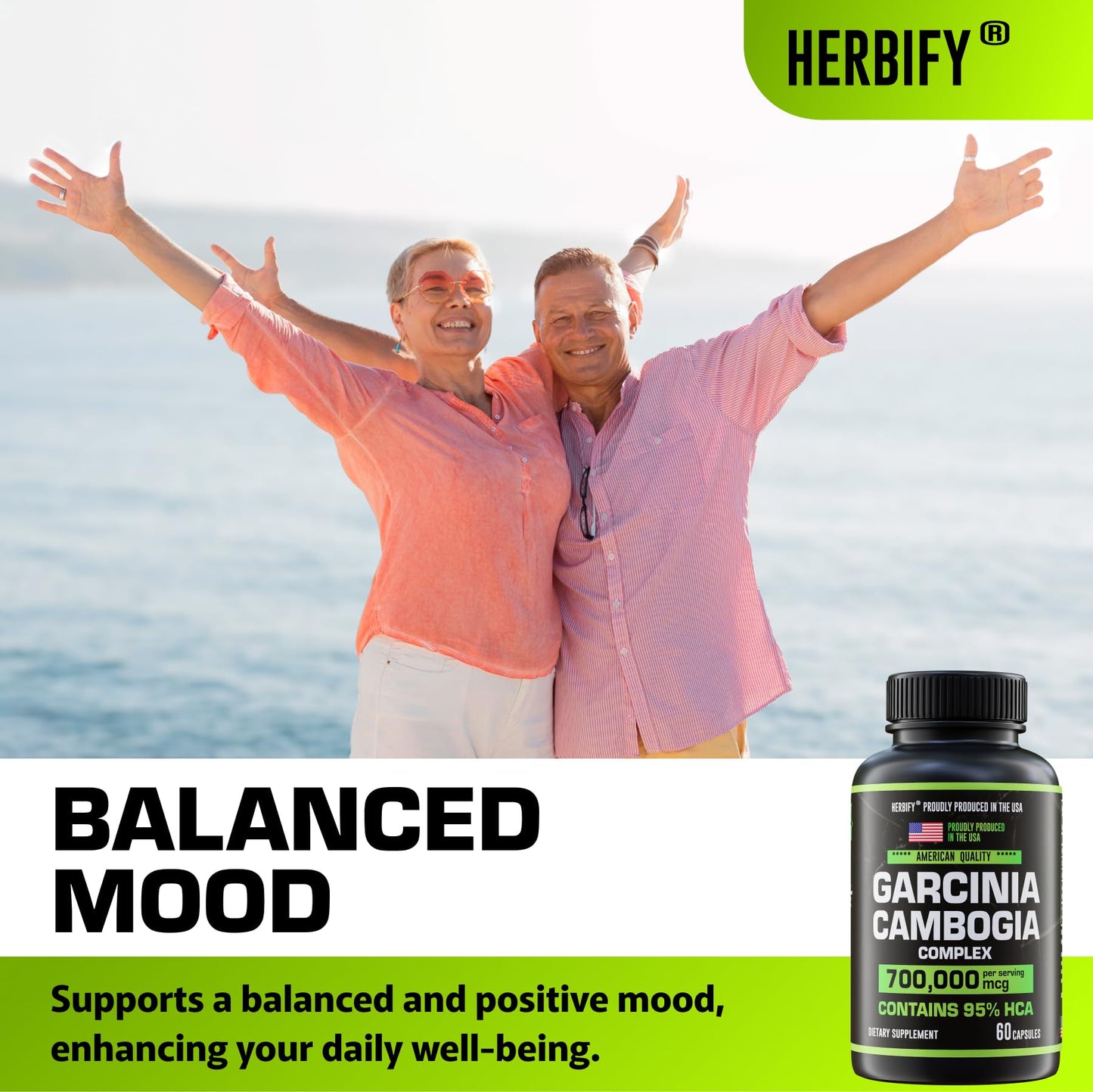 HERBIFY Garcinia Cambogia Wellness Support Supplement for Women & Men - Herbal Extract with Antioxidant Properties - Energy Booster for Daily Vitality and Digestive Support - 60 Count