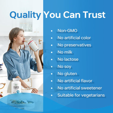 HUJ Vitamin B Complex - B Vitamins Supplement to Support Energy Metabolism, Cardiovascular Health - 60 Capsules