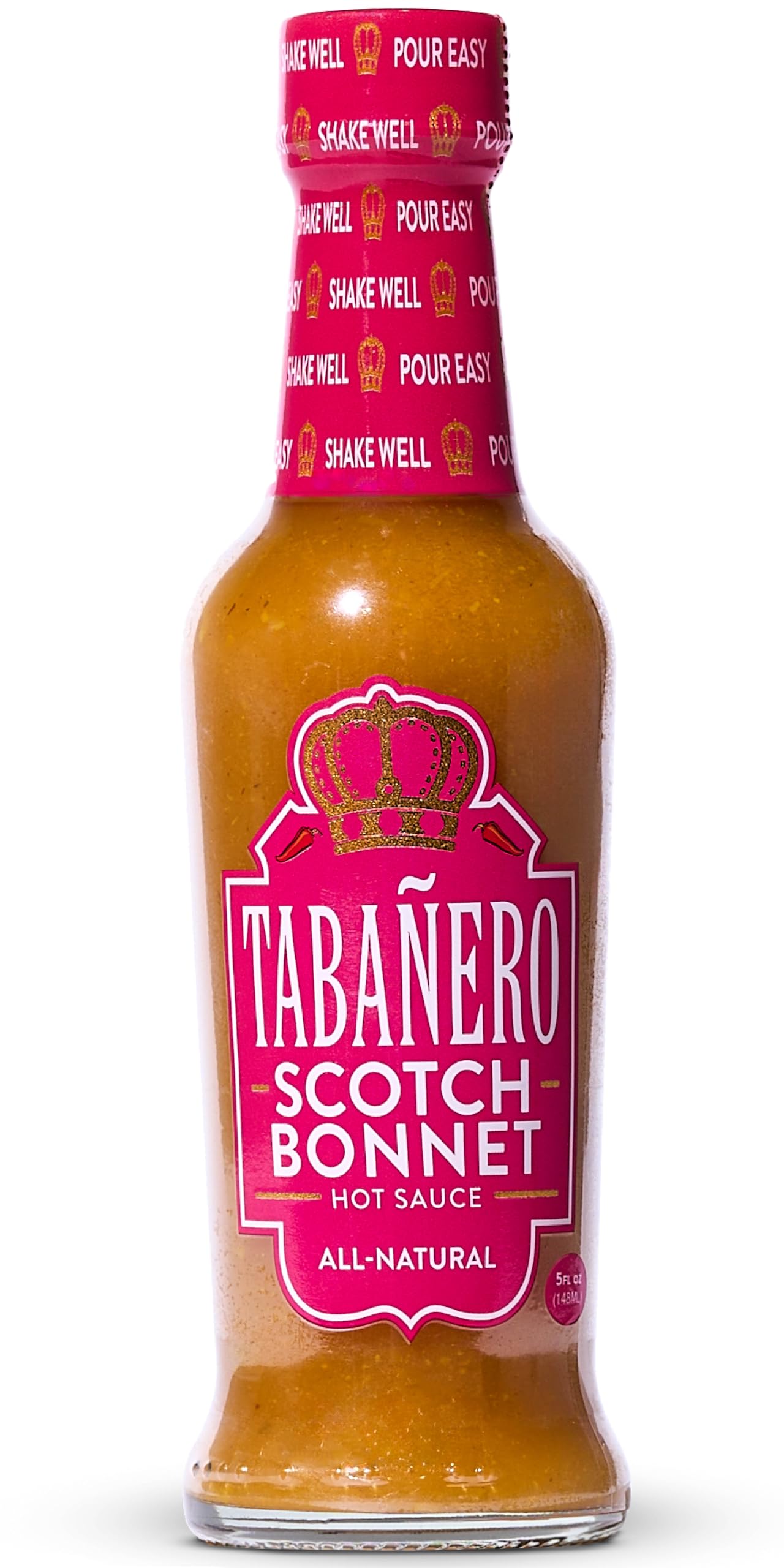 Tabañero Scotch Bonnet Pepper Hot Sauce, 5 oz Bottle, All-Natural Gourmet Heat, Perfect for Tacos, Wings, Eggs, Gluten-Free, Vegan, Kosher, USA Made,