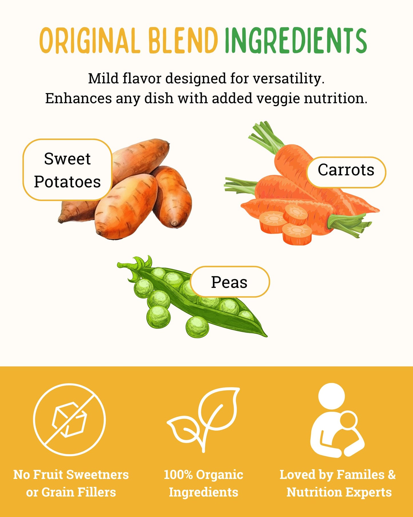 EasyPeasie Organic Veggie Powder Blends for Kids and Picky Eaters | Natural Vegetable Powder Supplement for Meals and Smoothies (Original 5oz Pouch)